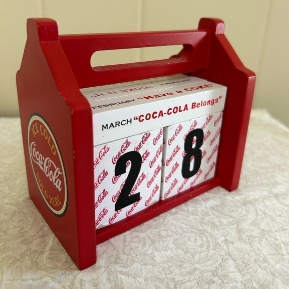 Vintage Coca-Cola Coke Perpetual Calendar Wooden block year round calendar - Picture 1 of 6
